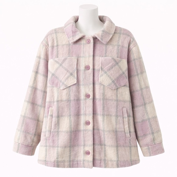Hollister Jackets & Blazers - Size XL Hollister Women’s Plaid Shacket Jacket Oversized Button Front Pink Lilac